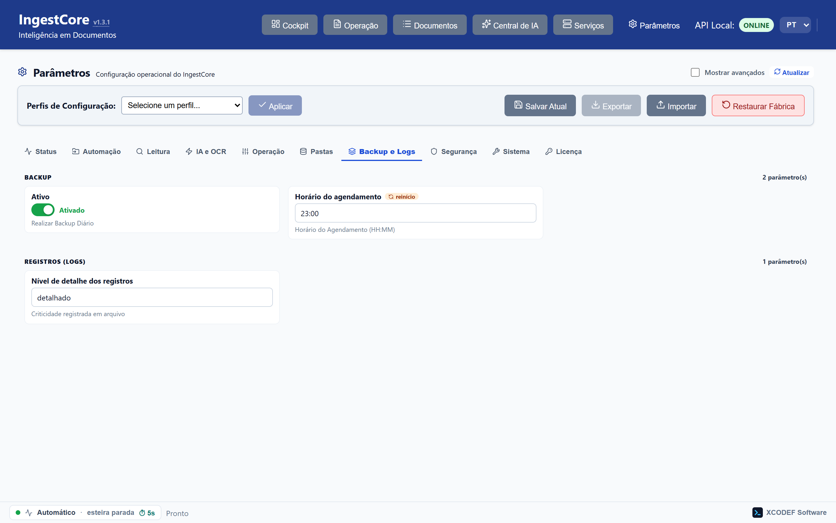 Backup e logs: rotina automática com rotação, sem depender de alguém lembrar.